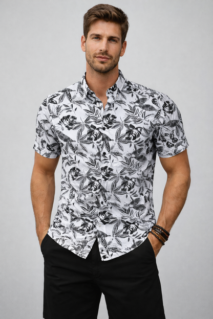 Printed Half Shirt _ White