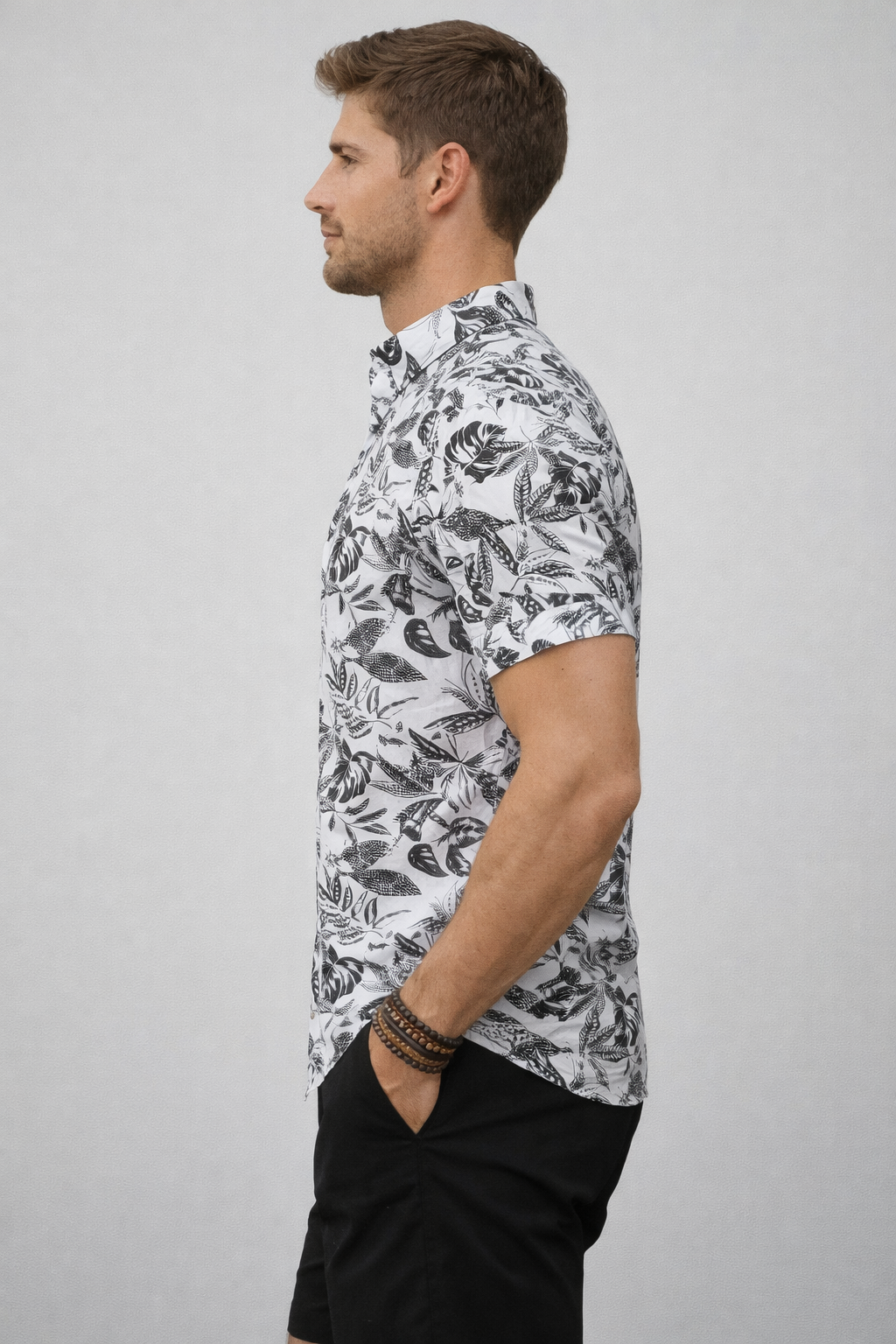 Printed Half Shirt _ White