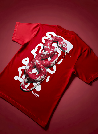 RED SERPENT PRINTED T-SHIRT [UNISEX]