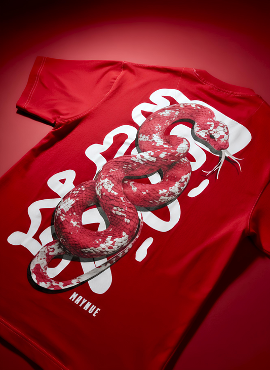 RED SERPENT PRINTED T-SHIRT [UNISEX]