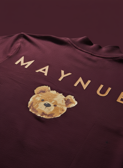 MAROON BERRY BEAR ZIPPER T-SHIRT