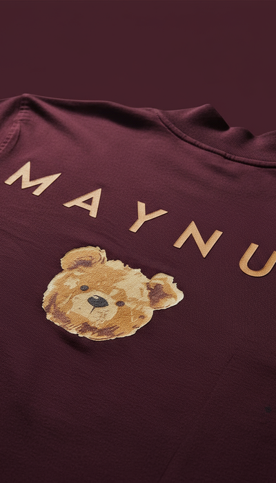 MAROON BERRY BEAR ZIPPER T-SHIRT